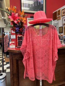 Accessories with a flair...and hair - Greeley's women's clothing boutique lace shawl and pink hat