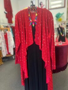 Accessories with a flair...and hair - Greeley's women's clothing boutique - red and black outfit - Greeley Women's Clothing Near Me